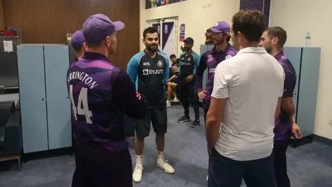 Team India visits Scotland's dressing room after the match, see pics