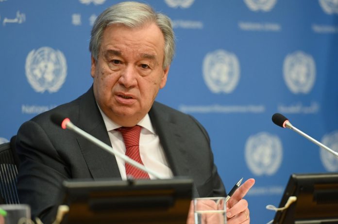 Guterres applauds the nuclear-weapon states' unified declaration.