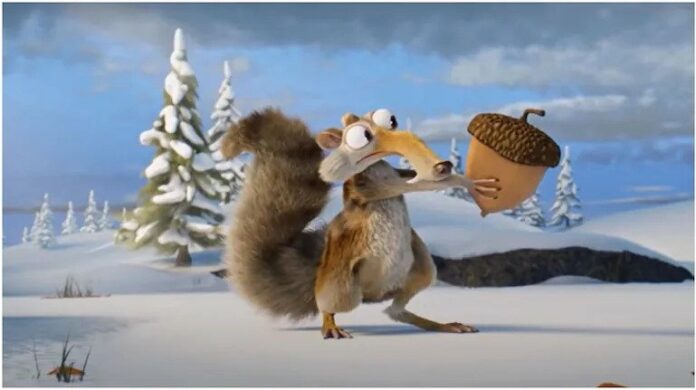 The funny squirrel from the Ice Age gets a happy ending in a farewell video.